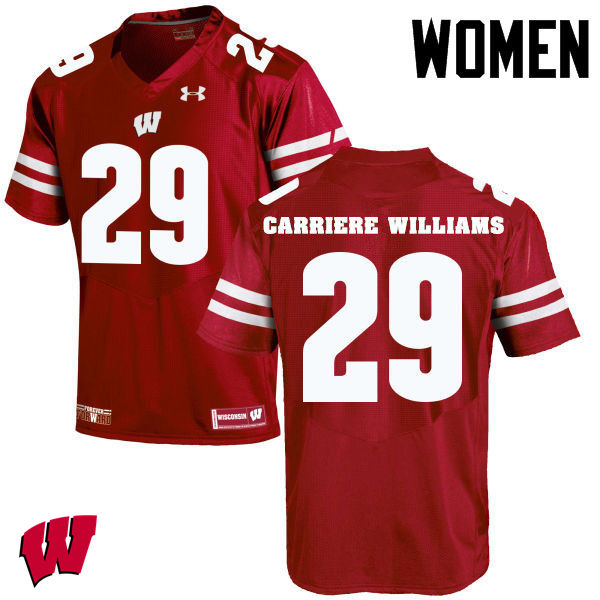 Wisconsin Badgers Women's #29 Dontye Carriere-Williams NCAA Under Armour Authentic Red College Stitched Football Jersey LR40A16GZ